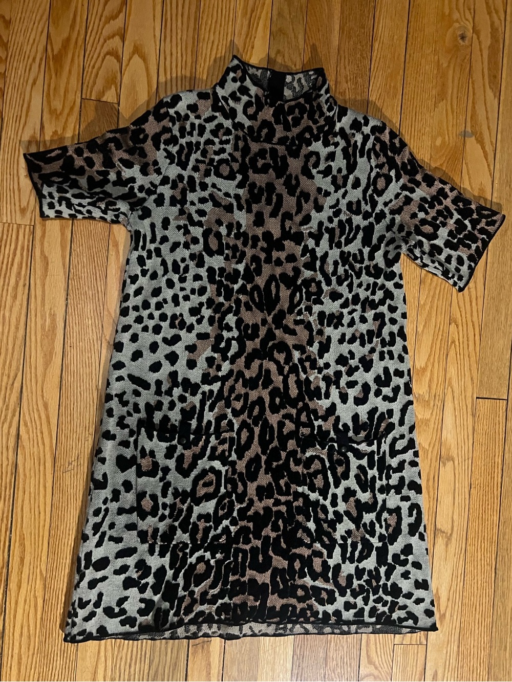 Maeve by Anthropologie Metallic Taupe & Black Leopard Knit Top Worn 1 Time